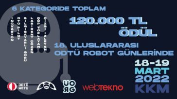 18. ODTÜ Uluslararası Robot Günü 6 kategoride 120.000 TL ödülle başlıyor!